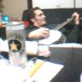 Ben,an ALT from the States, playing Banjo (beer forground).